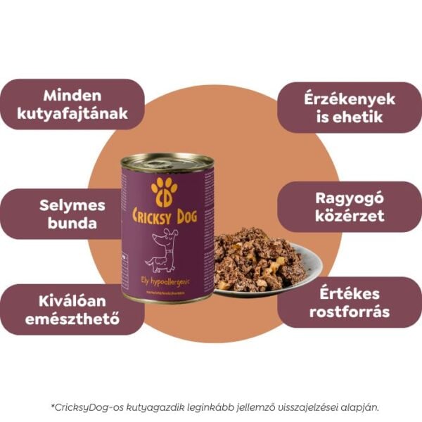 Ely Hipoallergén marhás nedves kutyaeledel (búza-glutén és csirkehús mentes recept) – 410 g - Kép 4