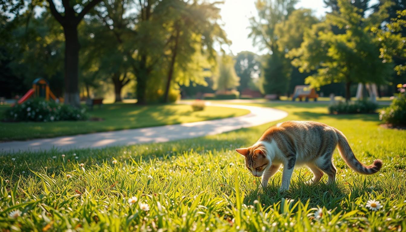 macska parkban való viselkedése