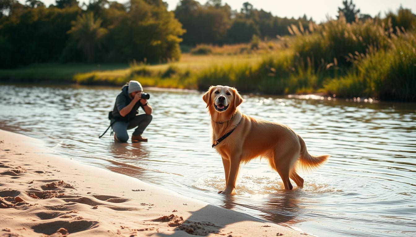 kutya fotózás vízpart nyár