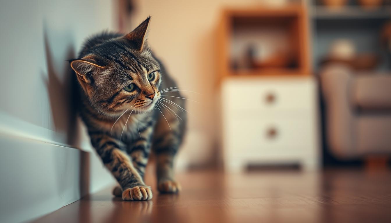 macska falat szagolgat