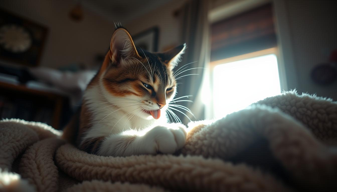 macska nyalogatja a takarót