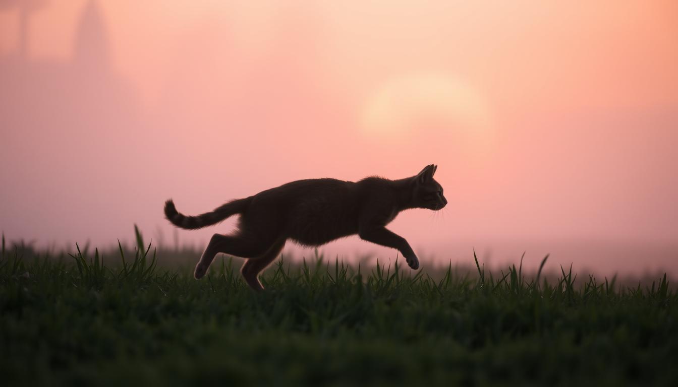 macska szaladgál hajnalban