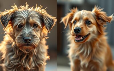 Twinky lazacolaj kúra eredménye – kutyák változása, előtte és utána