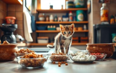 Kölyökmacska etetése több cicás háztartásban