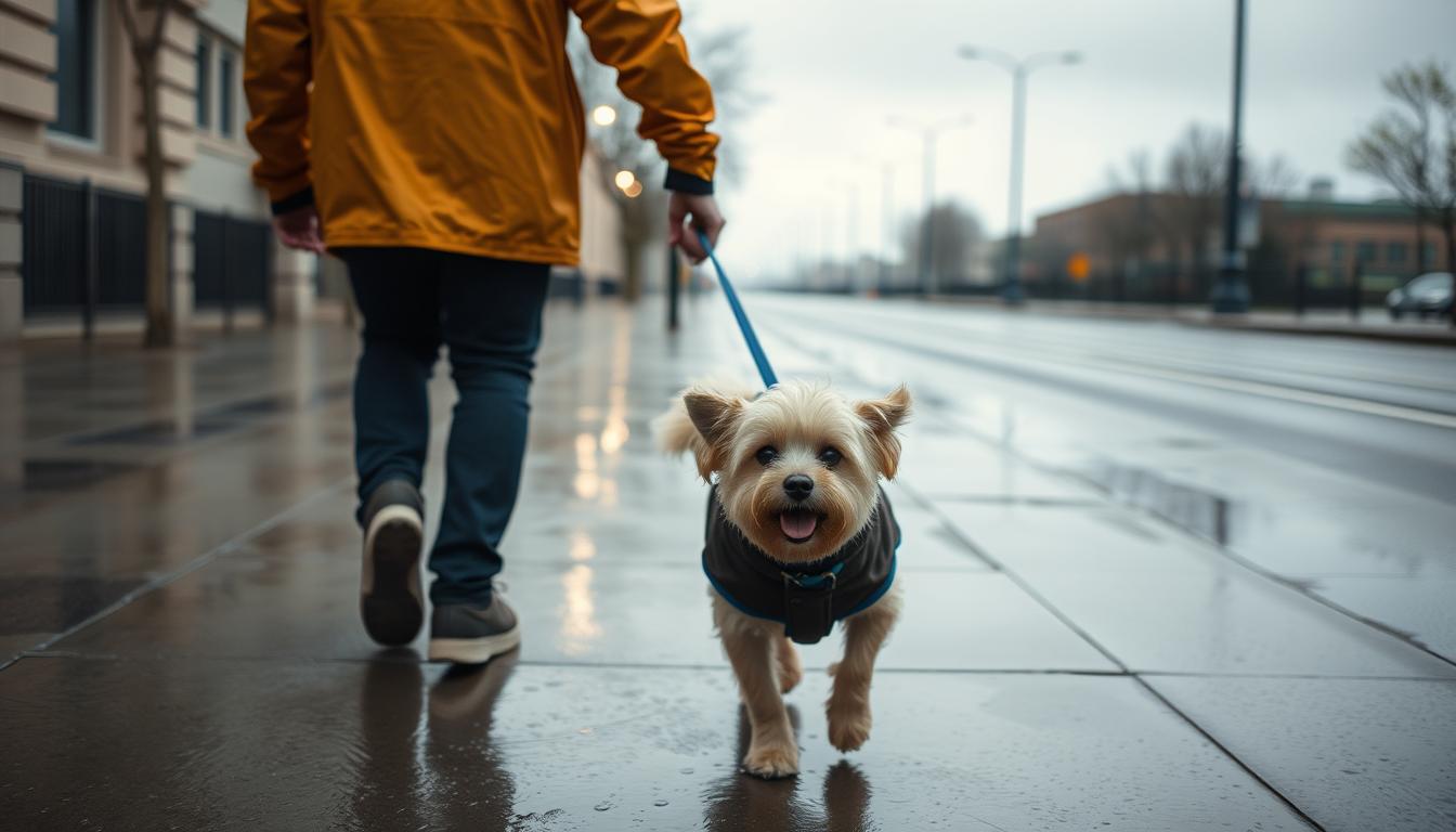 kutya esős időben való sétáltatás