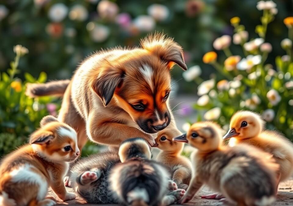 Kölyökkutya viselkedése más állatokkal