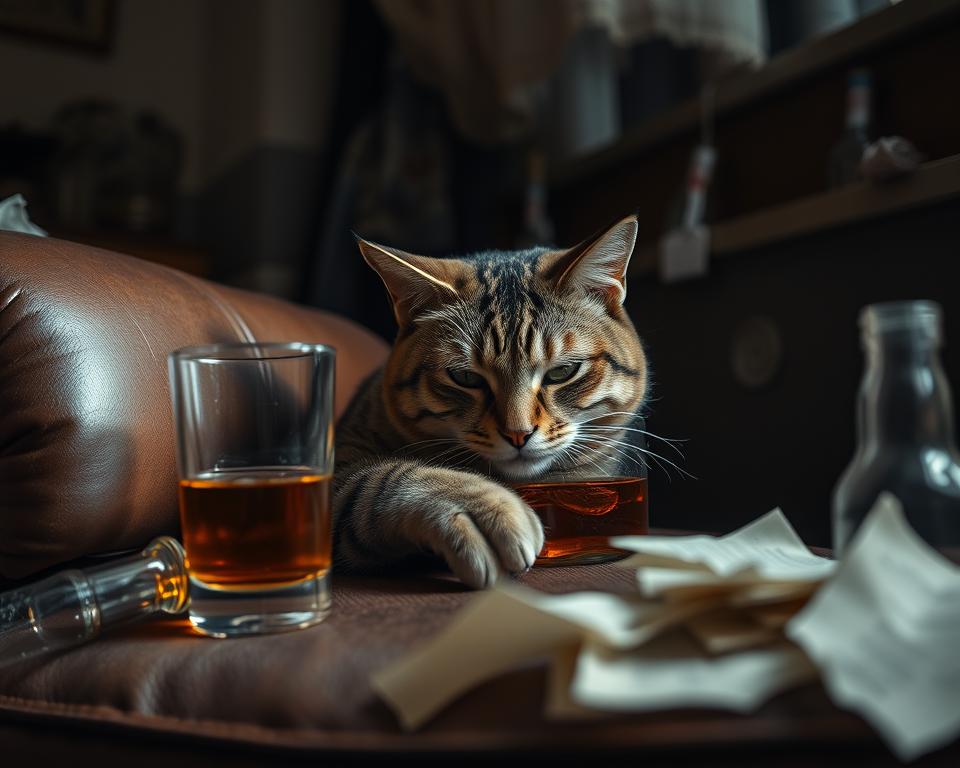 macska túl sokat iszik