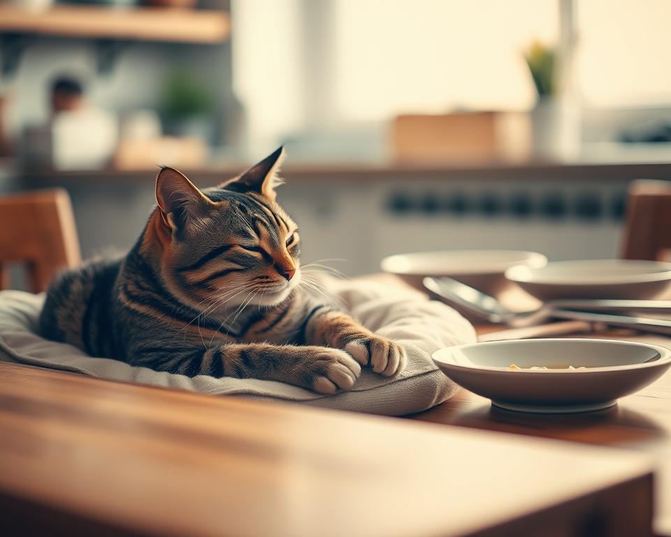 macska újra dorombol evés közben