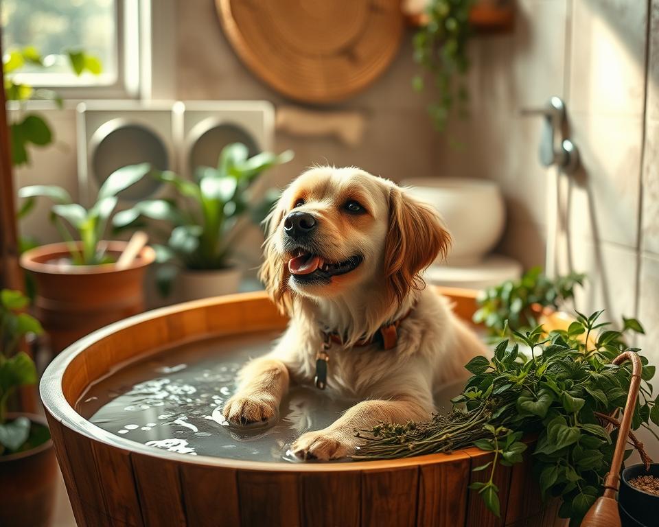 kutya gyógynövényes fürdetés