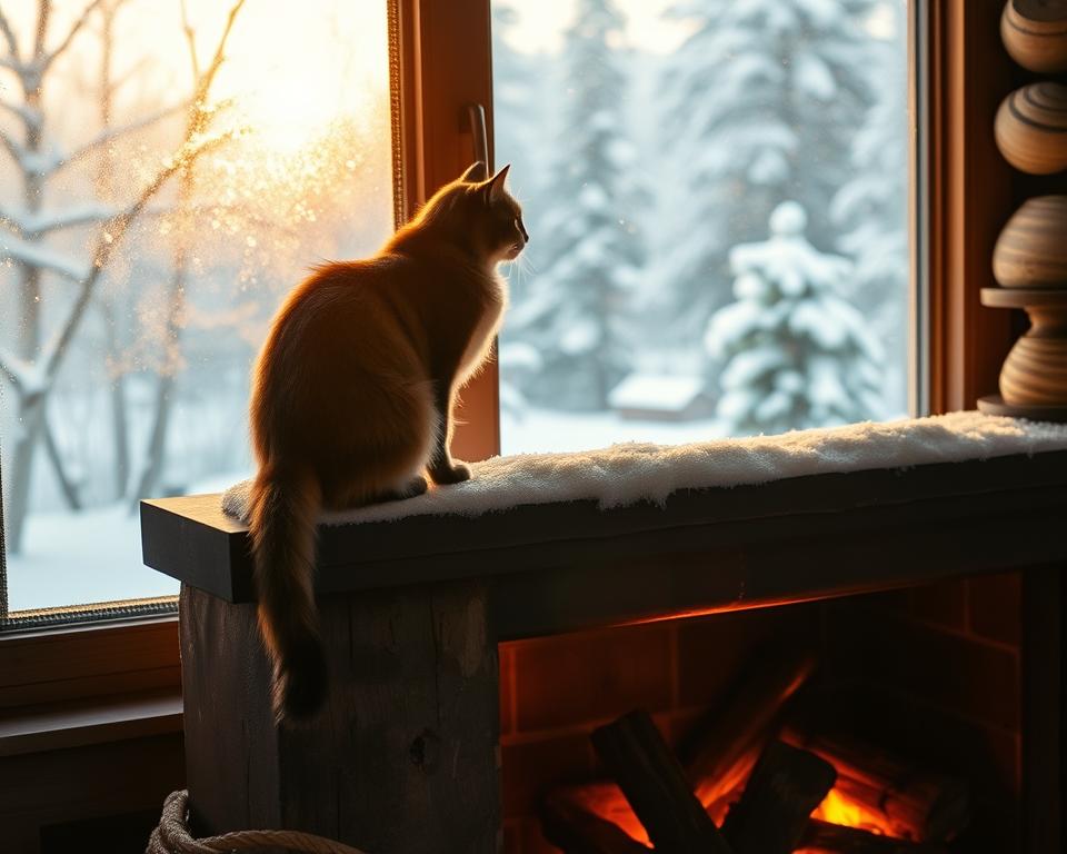 macska-kandallo-biztonsag-tel macska kandalló biztonság tél