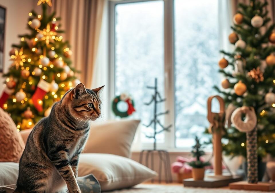 Macskabiztos karácsonyi dekoráció