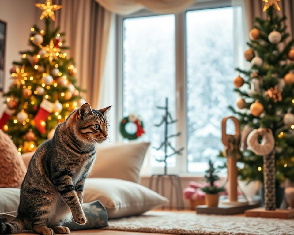 Macskabiztos karácsonyi dekoráció