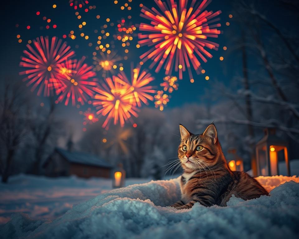 macska petárda szilveszter tél
