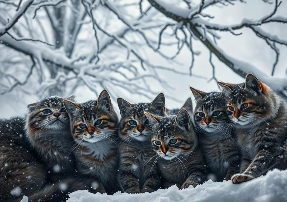 Macskák viselkedése téli vihar alatt