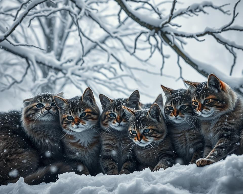 Macskák viselkedése téli vihar alatt