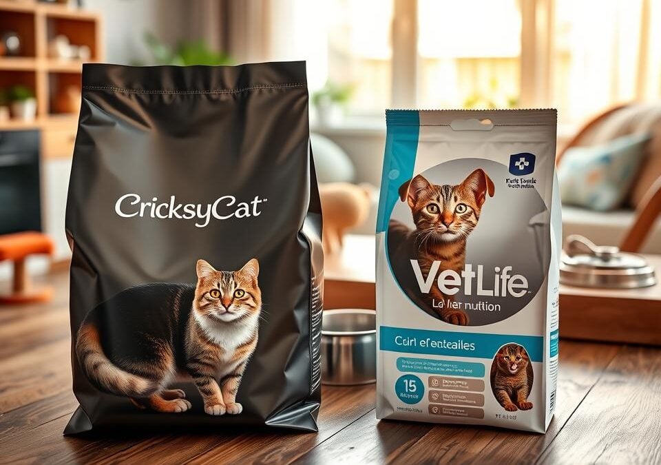 CricksyCat szőr- és bőrtámogató táp vs Vet Life