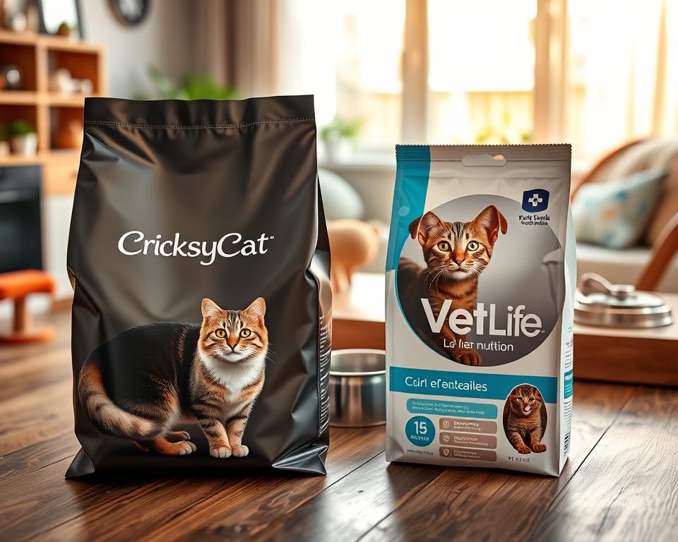 CricksyCat szőr- és bőrtámogató táp vs Vet Life