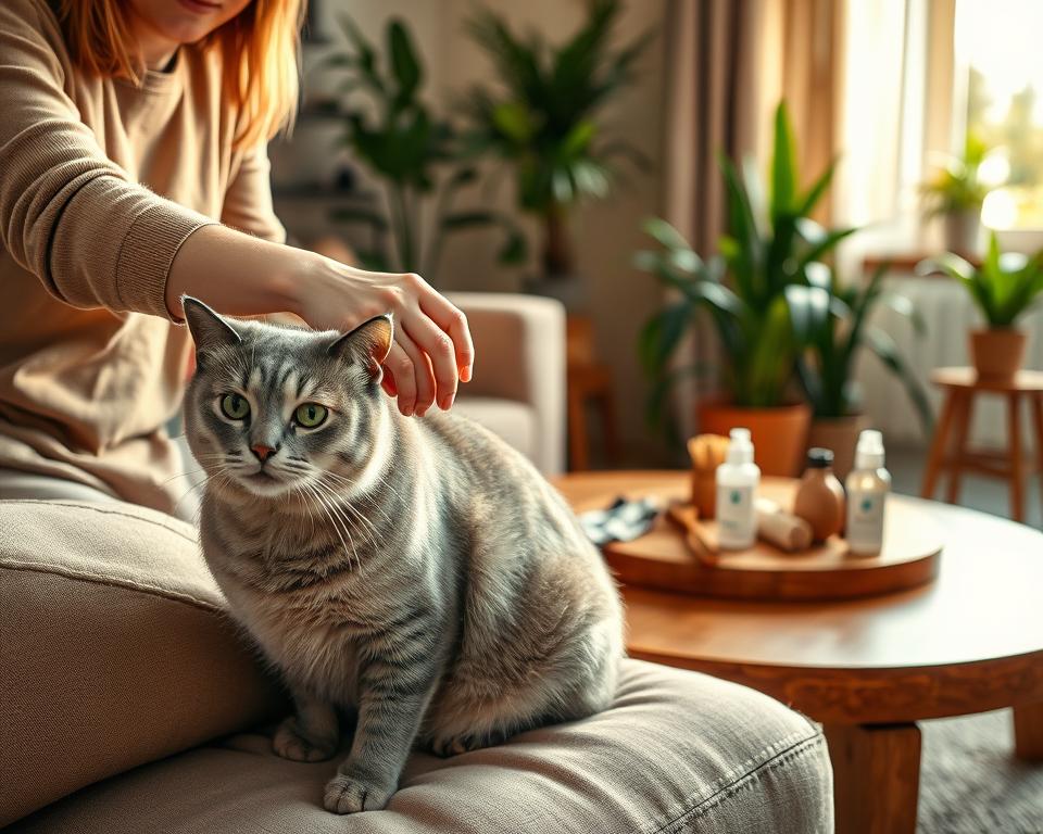 idős macska bőrápolás