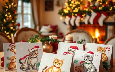 Macskás karácsonyi nyomtatható ajándékkártyák