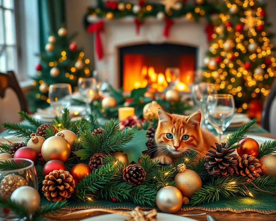 macska asztaldísz karácsony