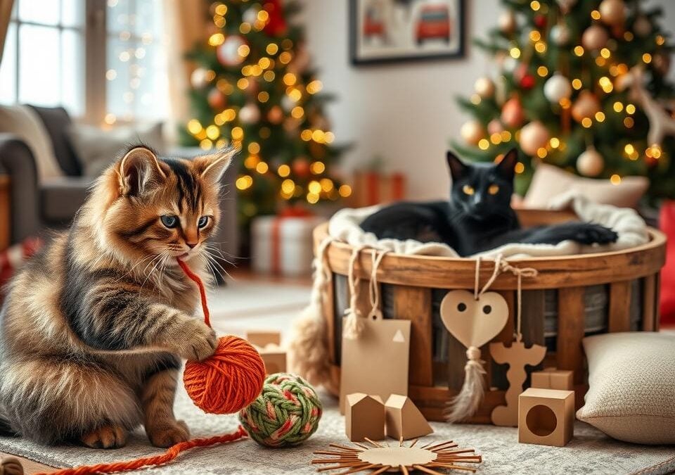 Karácsonyi DIY macskáknak – játék és fekhely ötletek
