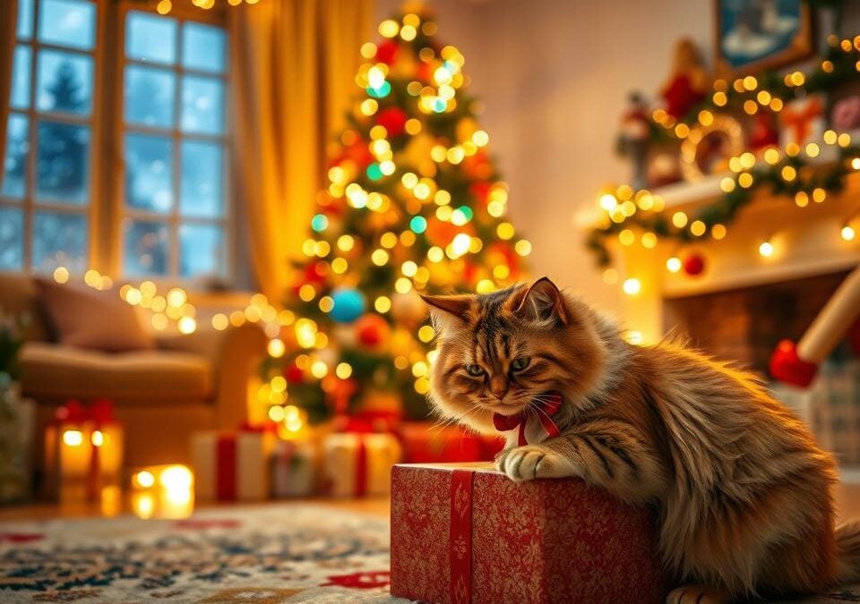 Karácsonyi fotózás otthon cicával – díszítési ötletek