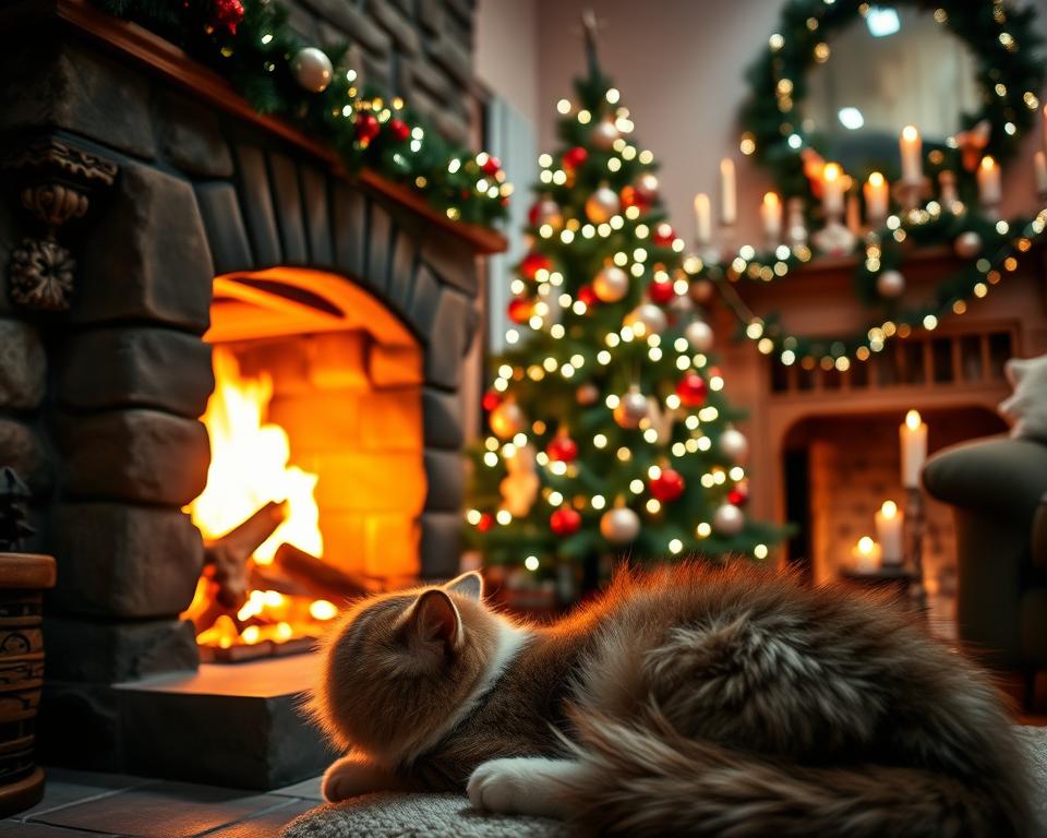 macska kandalló karácsony