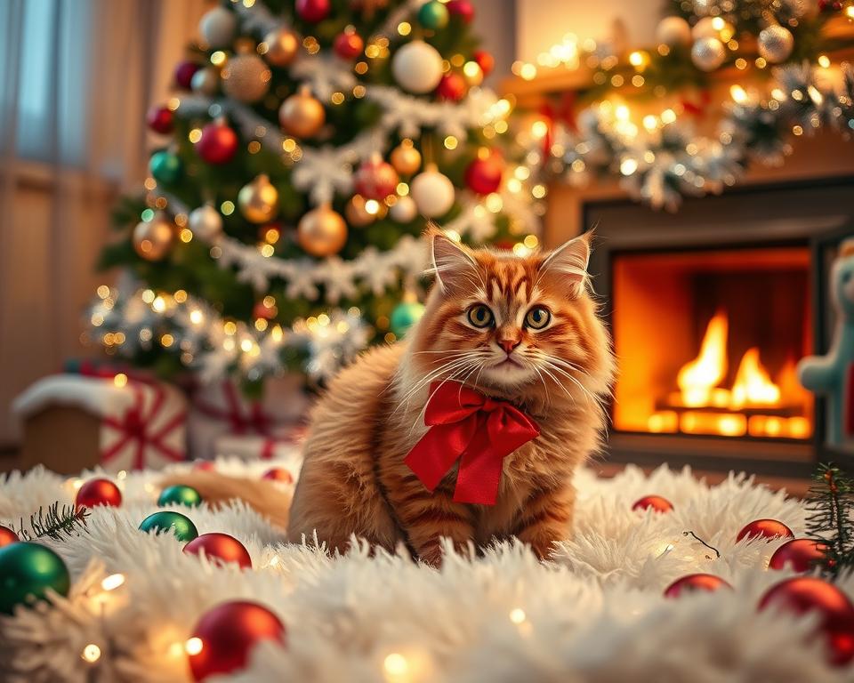 macska karácsonyi fotózás