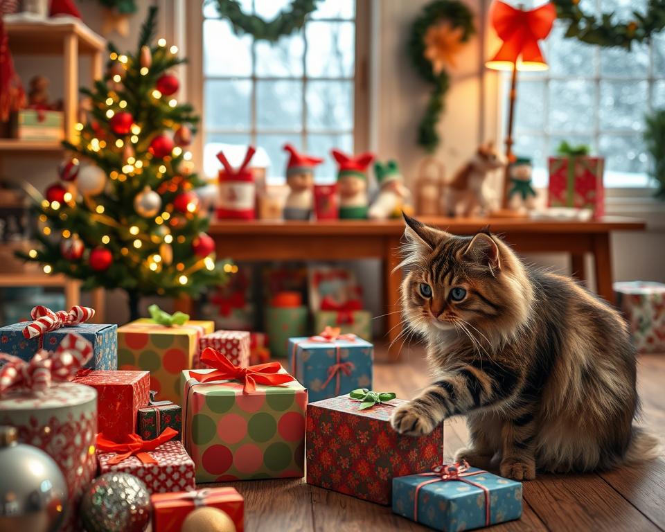 macska karácsonyi shopping