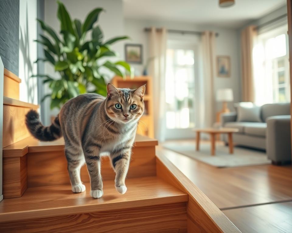 macska lépcsőzés biztonságosan