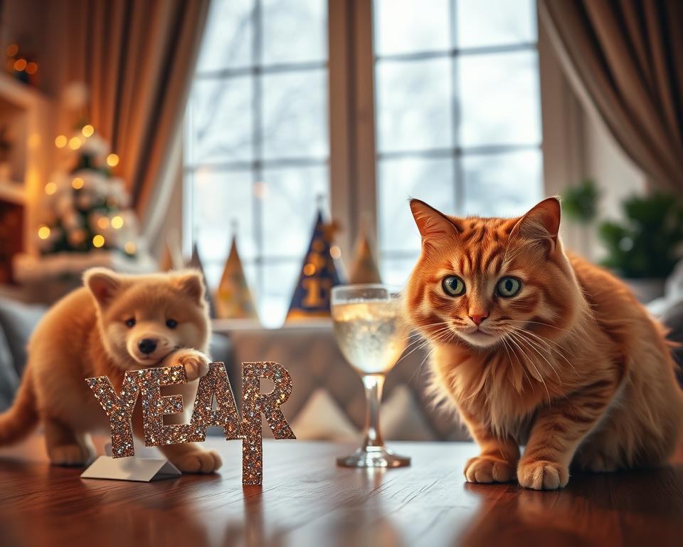 macska újévi rutin