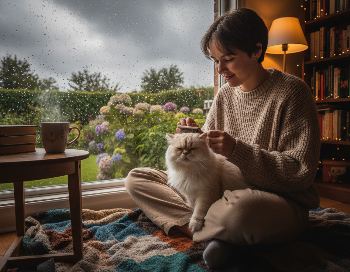 macska esős időben való gondozás