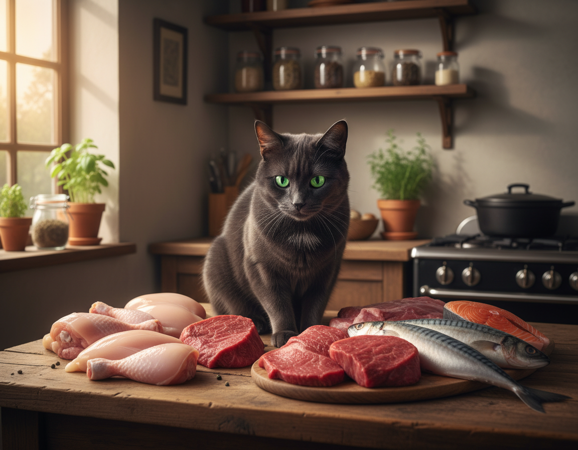 macska nyers húsos táplálkozás