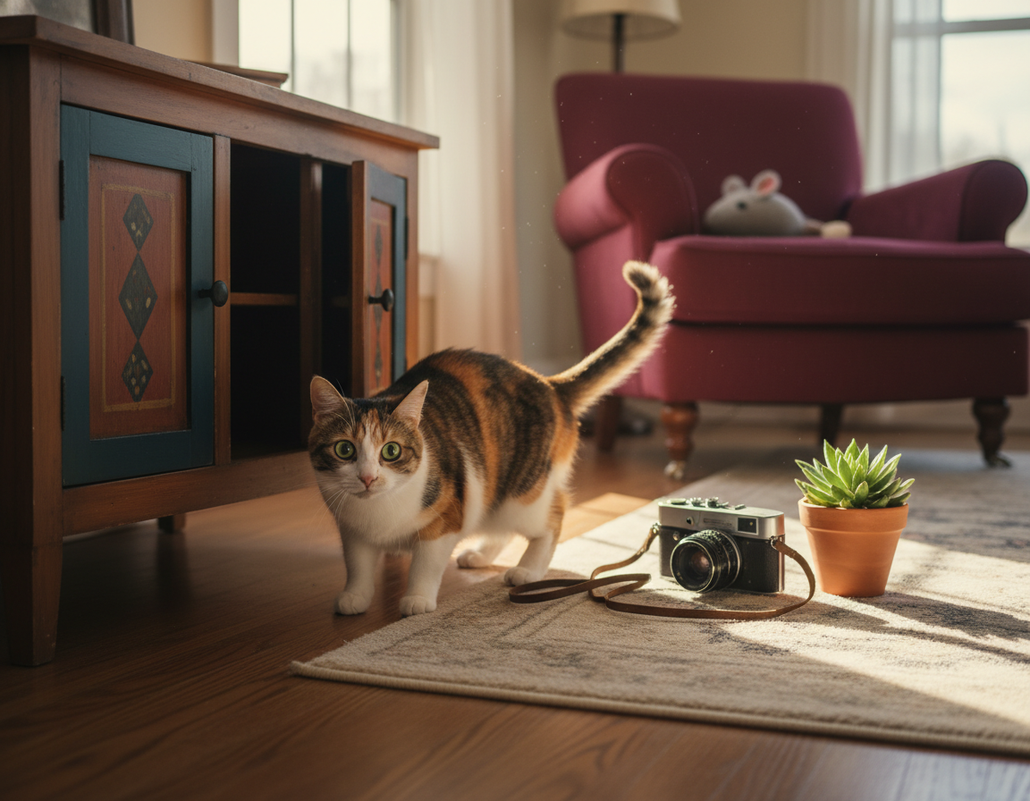 macska rejtett tárgy keresése